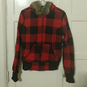 Buffalo plaid hoodie EUC